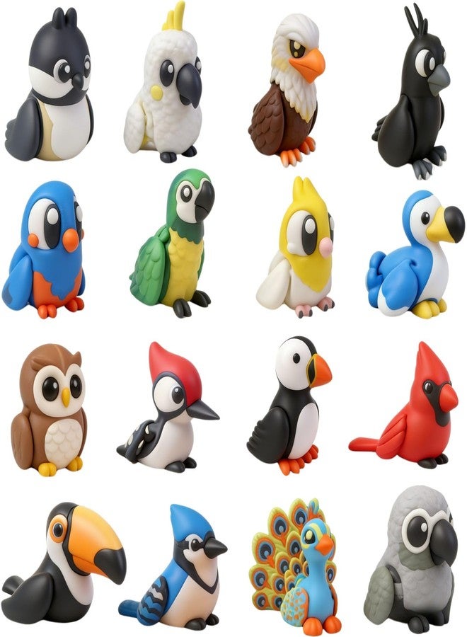 YILCER 16pcs 3D Printed Animals Set Articulated Bird Toys Pinata Stuffers Goodie Bag Fillers Spring Bird Toys Pocket Pets Desk Pets Sensory Fidget Toys Gifts for Kids & Bird Lovers - Image 1