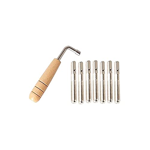 IRIDESCENT Liyafy 7Pcs Tuning Pins with L-shape Tuning Wrench for Lyre Harp Strings and Other Primitive Stringed Instruments - Image 1
