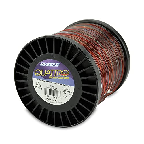Hi-Seas خط مونوفيلامنت هاي-سيز كواترو، 130 رطل / 58.9 كجم اختبار، .047 بوصة / 1.20 مم قطر، تمويه بأربعة ألوان، 350 ياردة / 320 متر - Image 1