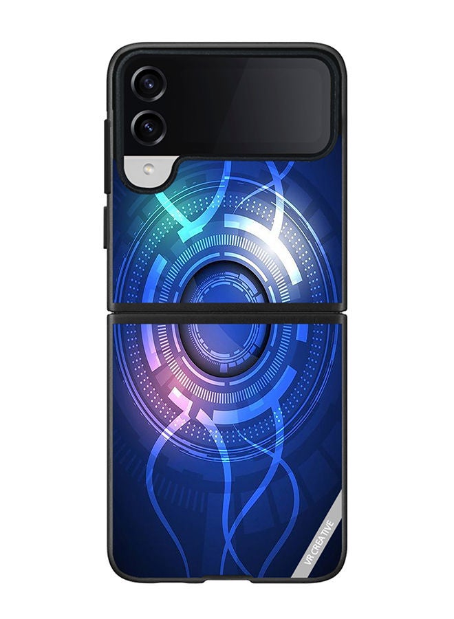 VR CREATIVE Protective Case Cover For Samsung Galaxy Z Flip4 Blue Abstract Design Multicolour - Image 1