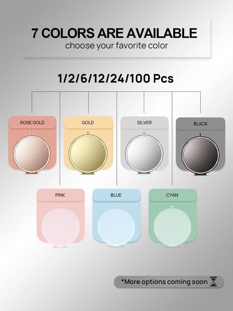 Getinbulk Compact Mirror for Purse, Double-Sided 1X/2X Magnifying Metal Pocket Makeup Mirrors(Round, Onyx Black) - Image 5