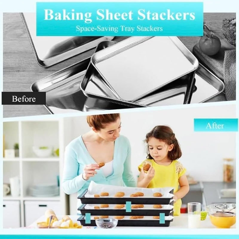 Black Oven Tray Rack Stand For Refrigerator Storage Space Saving Tip Proof Design - Image 3