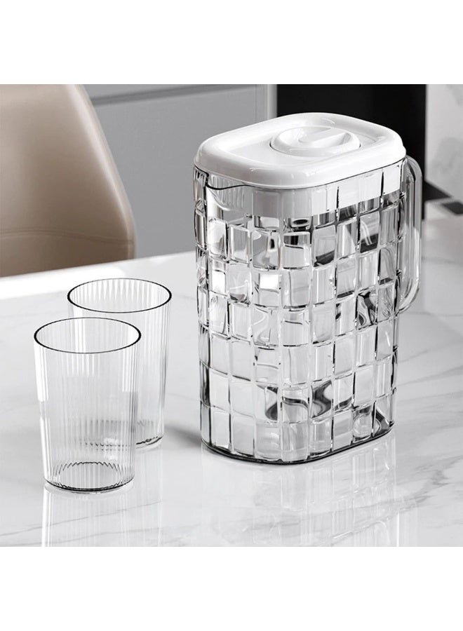 Acrylic Pitcher... Beauty and elegance on your table Perfect for serving juices, drinks, and water An elegant choice for Ramadan, gatherings, and special occasions Made of durable and lightweight acrylic A stylish design that adds a touch of luxury to your table Pitcher + 2 cups Practical and beautifully designed... The perfect choice for every home - Image 1