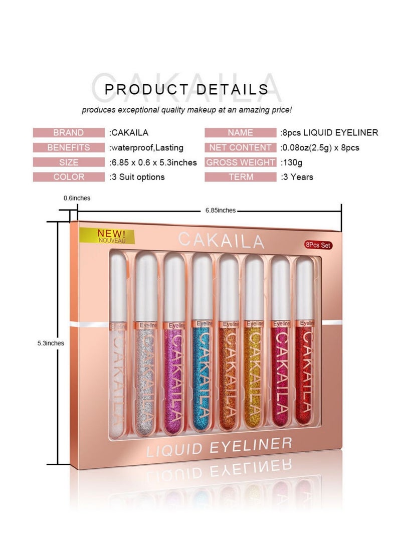 SYOSI 8 Colors Colored Colorful Matte Liquid Makeup Eyeliner Liquid Set Stamps Shapes for Eyes, Pink Red Yellow Blue Purple White Black Matte Liquid Eyeliner Waterproof Color Eye Liners Pencil for Women - Image 5