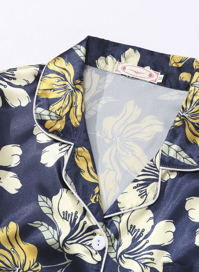 Sharpdo صيف جديد الحرير الجليد الأزهار طويلة الأكمام بنطلون كبير الحجم فضفاض خدمة المنزل المرأة منامة البدلة - Image 3