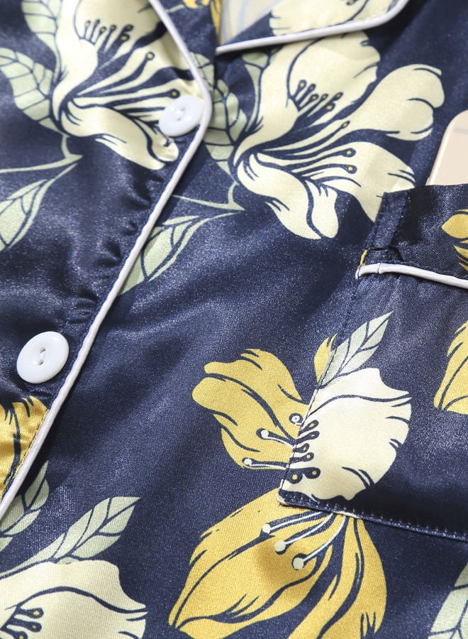 Sharpdo صيف جديد الحرير الجليد الأزهار طويلة الأكمام بنطلون كبير الحجم فضفاض خدمة المنزل المرأة منامة البدلة - Image 4