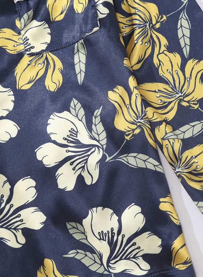 Sharpdo صيف جديد الحرير الجليد الأزهار طويلة الأكمام بنطلون كبير الحجم فضفاض خدمة المنزل المرأة منامة البدلة - Image 5