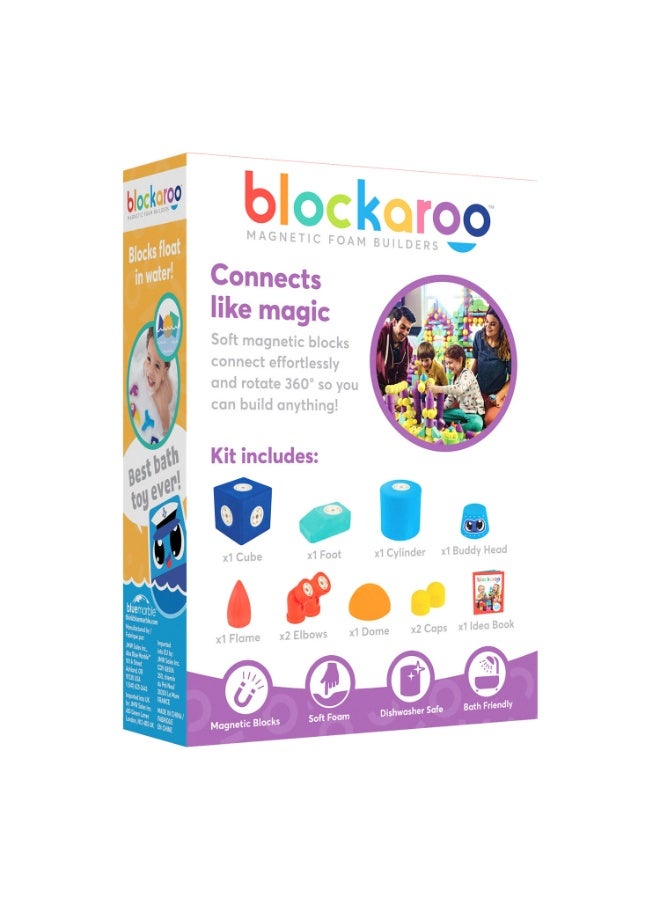 blockaroo Blue Marble Magnetic Foam Building Blocks – Robot Set (10 pcs) - Image 1