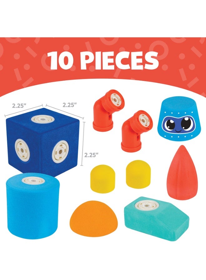 blockaroo Blue Marble Magnetic Foam Building Blocks – Robot Set (10 pcs) - Image 5