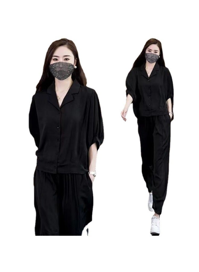 Song Feng Ya High-end Fashionable And Chic Plus-size Women's Suit, Versatile Loose-fitting Slimming And Age-defying Mom's Outfit, Harem Pants Two-piece Set - Image 5