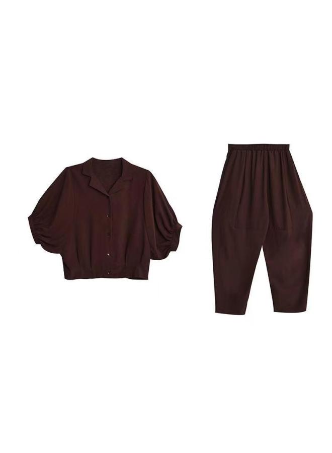 Song Feng Ya High-end Fashionable And Chic Plus-size Women's Suit, Versatile Loose-fitting Slimming And Age-defying Mom's Outfit, Harem Pants Two-piece Set - Image 4
