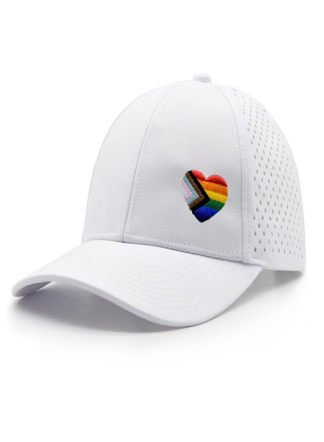 HAFOUXIGM Quick Dry Pride Baseball Cap for Men Women, Water-Resistant LGBT Gay Lesbian Rainbow Trucker Hat, White - Image 1