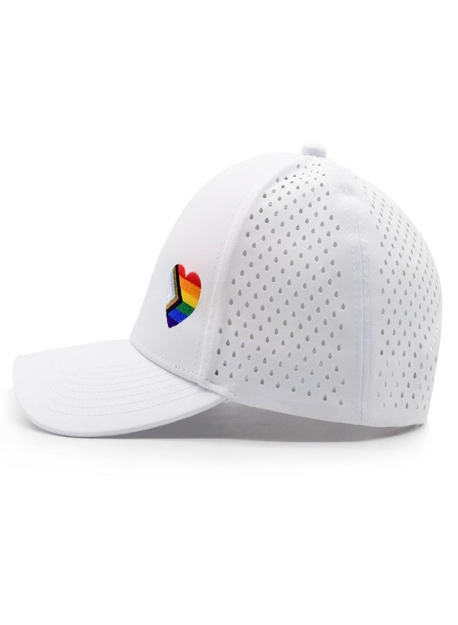 HAFOUXIGM Quick Dry Pride Baseball Cap for Men Women, Water-Resistant LGBT Gay Lesbian Rainbow Trucker Hat, White - Image 3