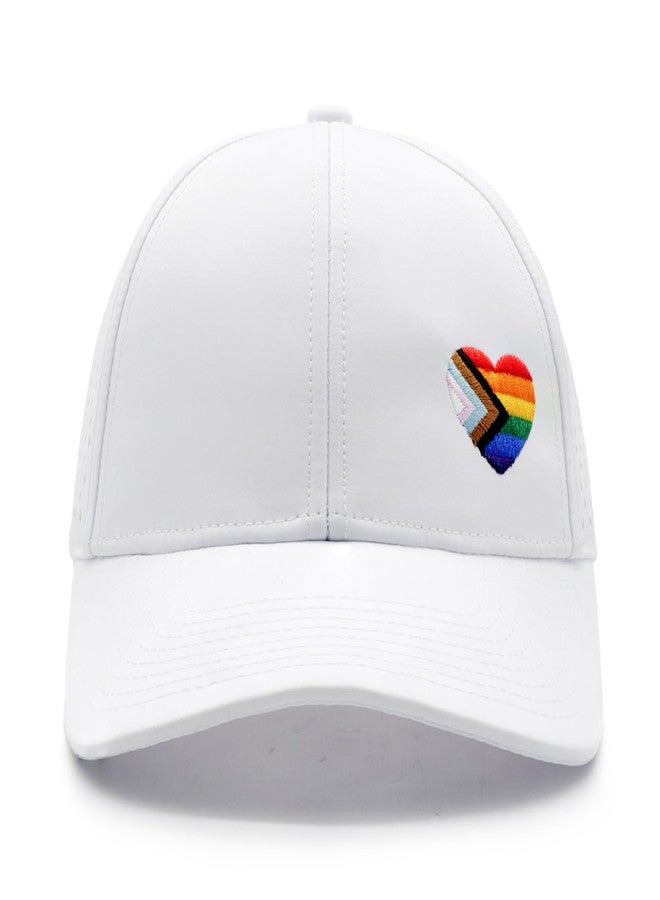 HAFOUXIGM Quick Dry Pride Baseball Cap for Men Women, Water-Resistant LGBT Gay Lesbian Rainbow Trucker Hat, White - Image 2