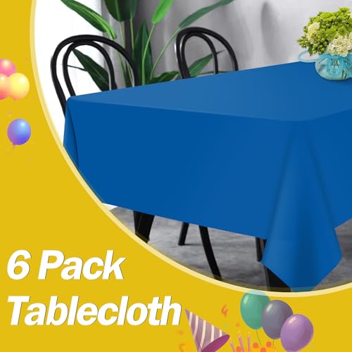 tujol Royal Blue 6 Pack Plastic Table Cloth 54" x 108", Disposable Tablecloths Rectangle Table Cover, Plastic Table Cloths for Parties - Image 5
