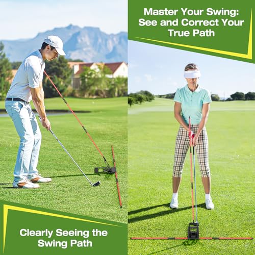 AugFir Golf Alignment Sticks Holder Angle Adjustable Golf Training Aid Weighted Golf Swing Trainer with Metal Sticks Practice Teaching Aid for Aiming Putting Swing - Image 3