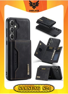 DGMING Wallet Case for Samsung Galaxy S24, DG.MING Premium Leather Phone Case Back Cover Magnetic Detachable with Trifold Wallet Card Holder Pocket for Samsung Galaxy S24 (Black)  - Image 1