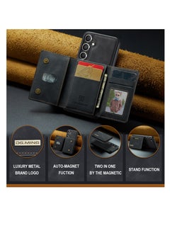 DGMING Wallet Case for Samsung Galaxy S24, DG.MING Premium Leather Phone Case Back Cover Magnetic Detachable with Trifold Wallet Card Holder Pocket for Samsung Galaxy S24 (Black)  - Image 4