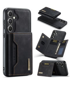 DGMING Wallet Case for Samsung Galaxy S24, DG.MING Premium Leather Phone Case Back Cover Magnetic Detachable with Trifold Wallet Card Holder Pocket for Samsung Galaxy S24 (Black)  - Image 2