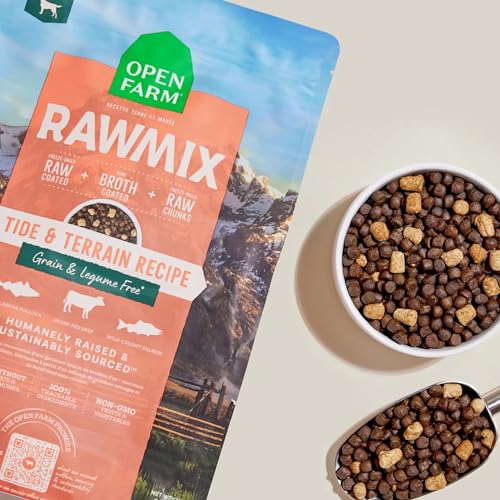 Open Farm, RawMix Grain-Free Dry Dog Food, Protein-Packed Kibble Coated in Bone Broth with Freeze Dried Raw Chunks, Pollock Beef & Salmon, Tide & Terrain Recipe, 3.5lb Bag - Image 4