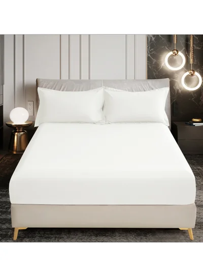 Donetella Bedding Fitted Sheet - Fits 200x200 Cm For Super King Bed - 3 Pcs (1 Fitted Sheet and 2 Pillowcases) - 35 Cm Deep Pocket - Solid Bed Sheet