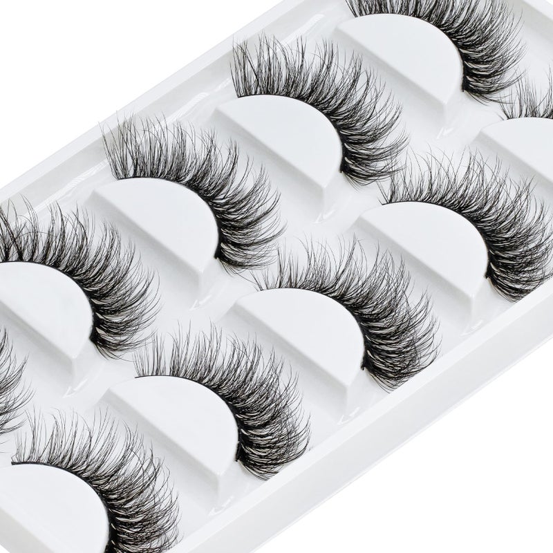 Veleasha Cat Eye Lashes Fluffy 5D Faux Mink Lashes 100% Handmade Luxurious False Eyelashes Volume Fake Lashes 5 Pairs Pack (804) - Image 5