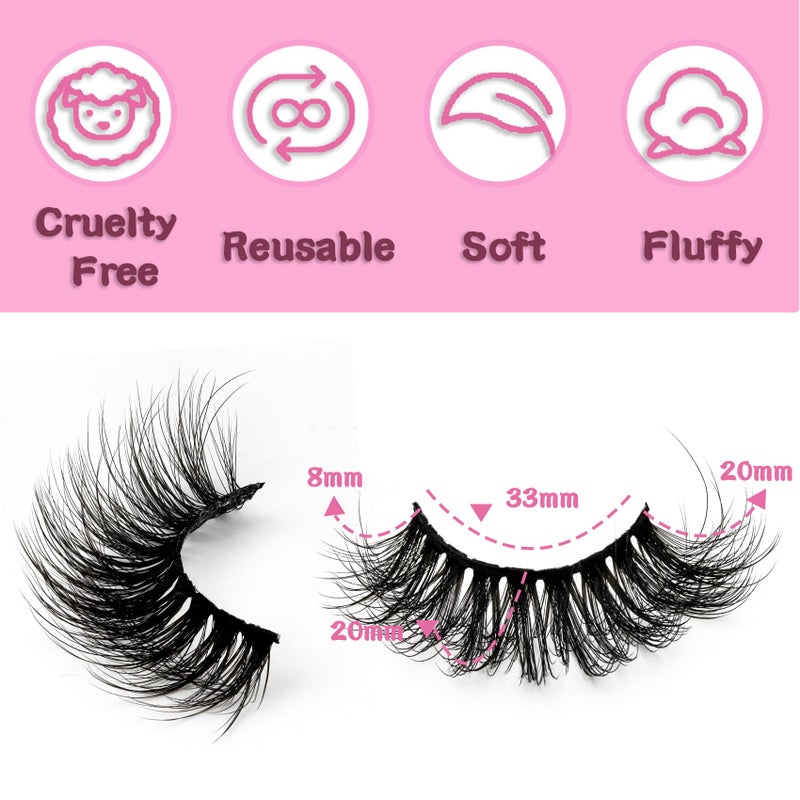 Veleasha Cat Eye Lashes Fluffy 5D Faux Mink Lashes 100% Handmade Luxurious False Eyelashes Volume Fake Lashes 5 Pairs Pack (804) - Image 3