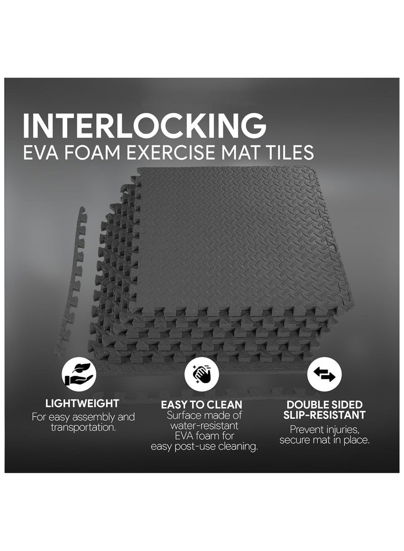 اسم المحتوى ناريلا 6 قطع 60x60x1.2 سم سجادة تمارين الألغاز المتشابكة من إسفنج إي في إيه الناعم مع حافة مبطنة للأرضية للأطفال لحماية الأرضيات في المنزل والمرآب ومعدات الصالة الرياضية - أسود - Image 4
