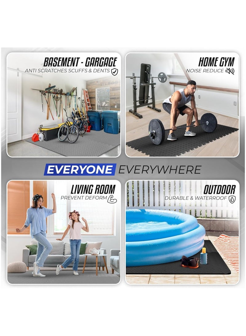 اسم المحتوى ناريلا 6 قطع 60x60x1.2 سم سجادة تمارين الألغاز المتشابكة من إسفنج إي في إيه الناعم مع حافة مبطنة للأرضية للأطفال لحماية الأرضيات في المنزل والمرآب ومعدات الصالة الرياضية - أسود - Image 5