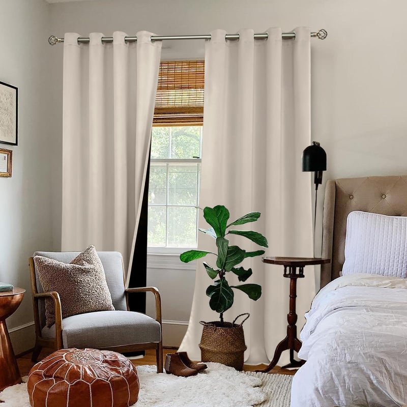 BGment الستائر Bragting Blackout 95 بوصة طويلة 2 لوحات محددة لغرفة المعيشة معزولة حرارة 100 ٪ الستائر الحظر والستائر الستائر Grommet الصوتي - Image 2