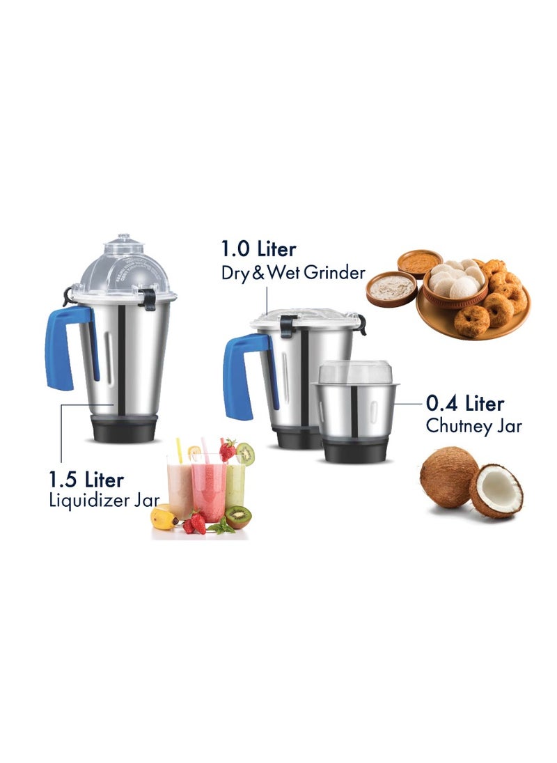 Mercury Mercury Mixer Grinder 3 In 1 Steel Jars 1.5 L 750Watts MC1556  - Image 3