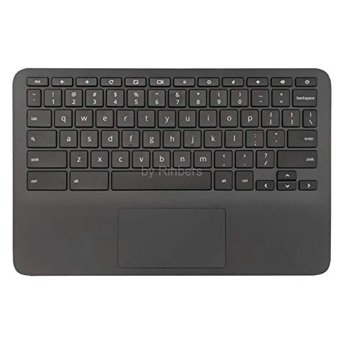 Rinbers Laptop Palmrest Upper Case Top Cover with US English Keyboard Touchpad Assembly Replacement for HP Chromebook 11 11A G6 EE L92224-001 L52192-001 - Image 1