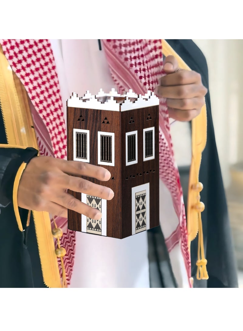 حكاية شمعة اليوم الوطني ، مبخرة تراثية خشبية انيقة مصنوعة من الخشب الفاخر - Image 1