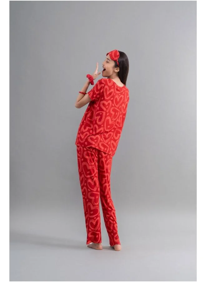 نسيسيرا Lovestruck Hearts Red Pajama Set