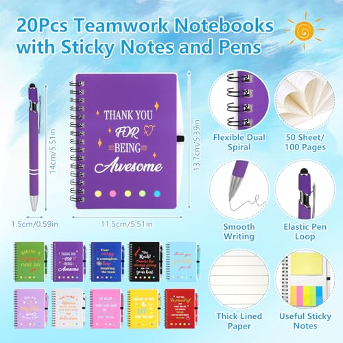 KBDHYY 141Pcs/20Set Employee Appreciation Gift Bulk Inspirational Thank You Gift with 16oz Plastic Tumblers Notebooks Pen Silicone Bracelets Keychain for Christmas Team Staff Teacher Nurse Coworker Volunteer - Image 3