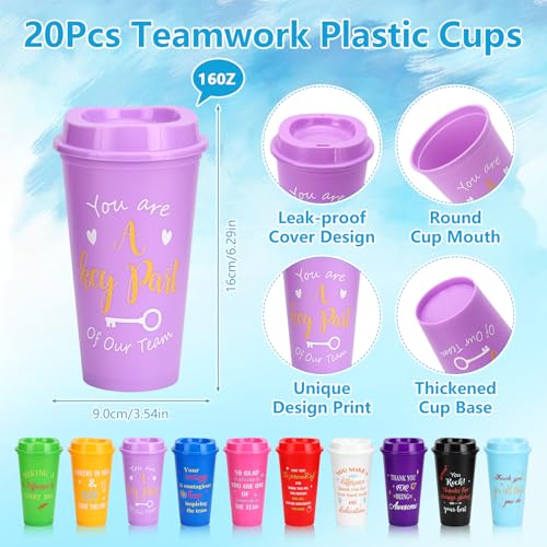 KBDHYY 141Pcs/20Set Employee Appreciation Gift Bulk Inspirational Thank You Gift with 16oz Plastic Tumblers Notebooks Pen Silicone Bracelets Keychain for Christmas Team Staff Teacher Nurse Coworker Volunteer - Image 2