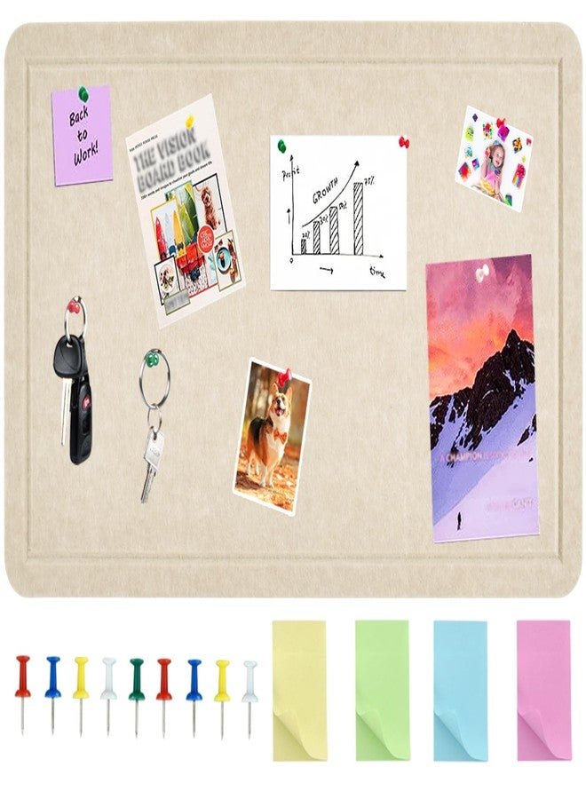 Vuzvuv Linen-Brown 28"x16" Large Cork Board with 50 Push Pins & Sticky Notes, Self-Adhesive Bulletin Board for Wall, Felt Pin Vision Board for Paste Notes,Schedules Offices Home - Image 1