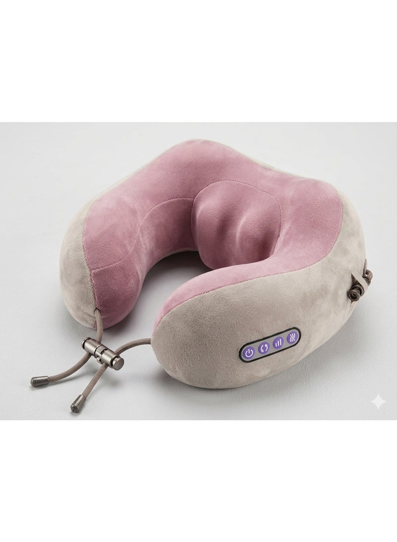 U Shaped Neck Massager Pillow with Heat & Vibration, Memory Foam Travel Neck Pillow, Electric Cervical Massage Cushion 3.7W USB Powered for Pain Relief, Portable Neck Support for Home Office Car Airplane - Image 1