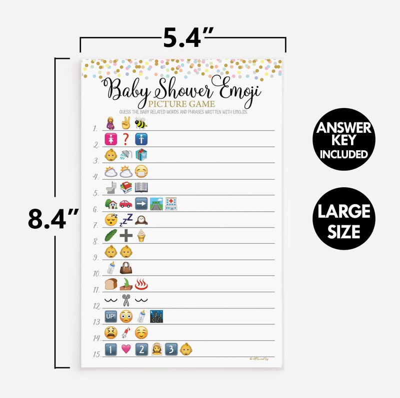 All-Ewired-Up All Ewired Up 50 Baby Shower Emoji Pictionary Picture Game - Baby Shower Game - Gender Neutral (50-sheets) - Image 3