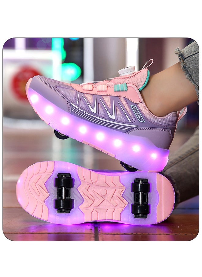 NIBEMINENT Roller Skates 4 Wheels Shoes for Kids New Upgrade Skates Sneakers LED Light Up Rechargeable Sport Sneaker for Boys Girls Beginner More Balanced  - Image 4
