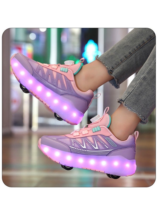 NIBEMINENT Roller Skates 4 Wheels Shoes for Kids New Upgrade Skates Sneakers LED Light Up Rechargeable Sport Sneaker for Boys Girls Beginner More Balanced  - Image 3