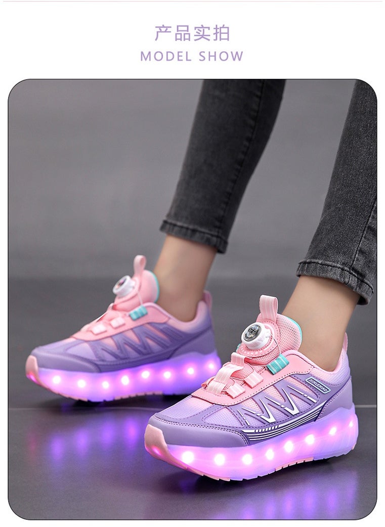 NIBEMINENT Roller Skates 4 Wheels Shoes for Kids New Upgrade Skates Sneakers LED Light Up Rechargeable Sport Sneaker for Boys Girls Beginner More Balanced  - Image 2