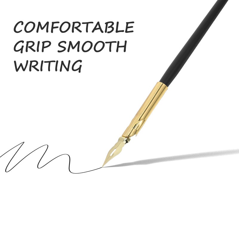 Gold Nib Dip Pens 6 Pack For English Calligraphy Signature Writing And Sketching - Image 4