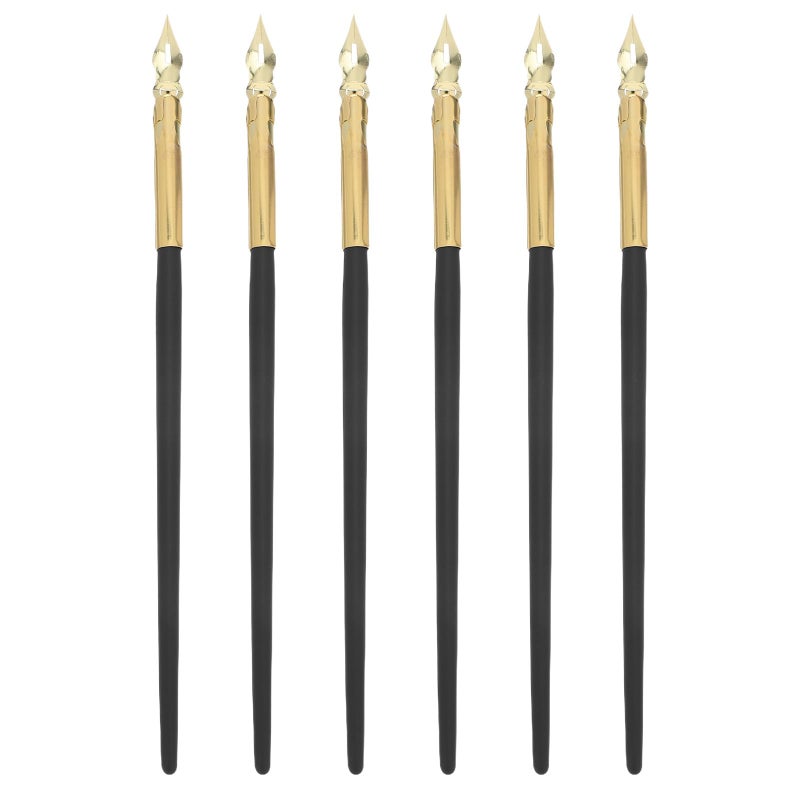Gold Nib Dip Pens 6 Pack For English Calligraphy Signature Writing And Sketching - Image 2