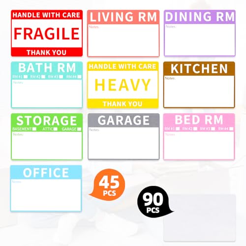 Azureal 540 PCS Moving Labels, 10 Color Coded Moving Stickers Including Fragile, Heavy and Blank Labels, 2'' x 3'' Packing Labels for Moving Boxes, Moving Supplies, Wardrobe Boxes, Apartment Sticker - Image 3