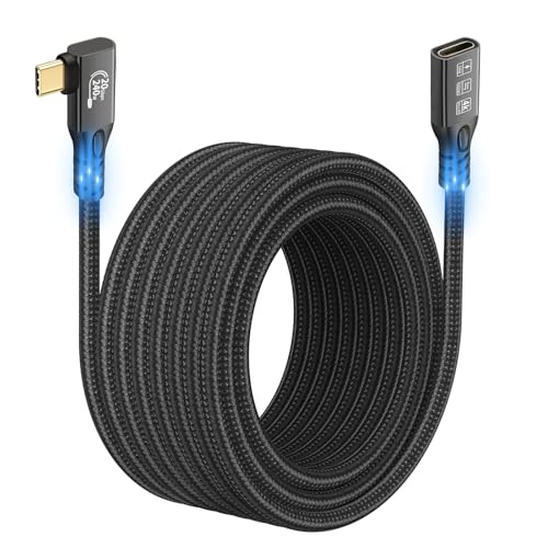 CHENLENIC 90 Degree USB C 3.2 Extension Cable 20Gbps, USBC 3.2 Gen2 Typec Male to Female Extender Cable Ultra 4K@60Hz 240W Charging 20Gbps Data Transfer with SSD eGPU (90 Degree Extension 20G 240W-3M) - Image 1
