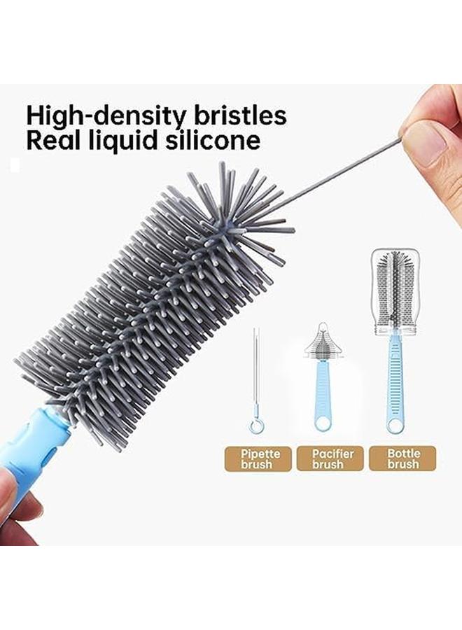 إي سي في في مجموعة فرش زجاجات الأطفال 6 في 1 مع موزع صابون الزجاجات وفرشاة الحلمة وفرشاة القش ورف تجفيف الزجاجات أثناء السفر والاستخدام المنزلي - Image 2