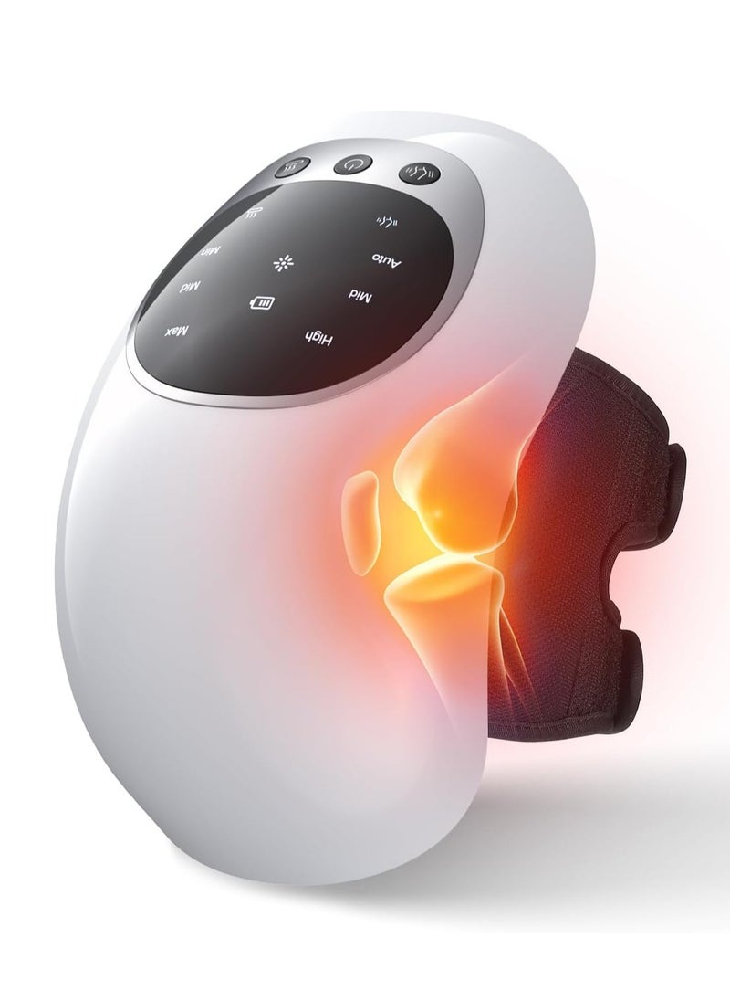 BORTONY Portable Knee Massager with Heat and Vibration Smart Hot Compress Knee Relaxing Massager LED Screen Kneecap Treasure Laser Infrared Elbow Shoulder Massager Relive Joint Pain Stiffness  - Image 1