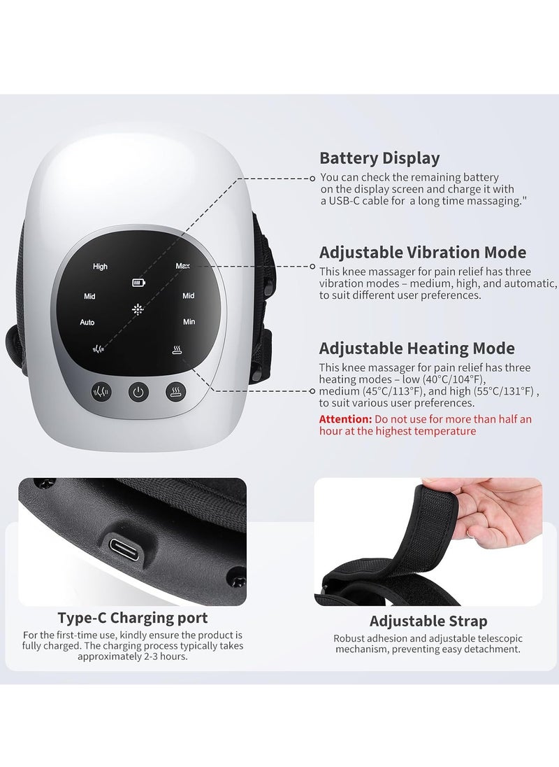 BORTONY Portable Knee Massager with Heat and Vibration Smart Hot Compress Knee Relaxing Massager LED Screen Kneecap Treasure Laser Infrared Elbow Shoulder Massager Relive Joint Pain Stiffness  - Image 3