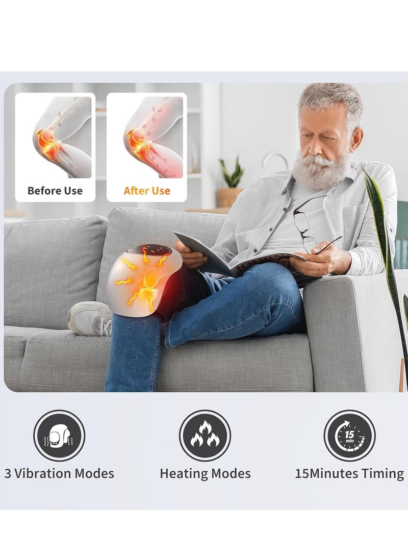 BORTONY Portable Knee Massager with Heat and Vibration Smart Hot Compress Knee Relaxing Massager LED Screen Kneecap Treasure Laser Infrared Elbow Shoulder Massager Relive Joint Pain Stiffness  - Image 5